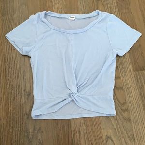 Light Blue Twist Front Top